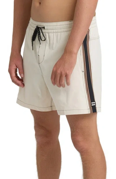 Billabong Dbah Panel Layback Swim Trunks In White