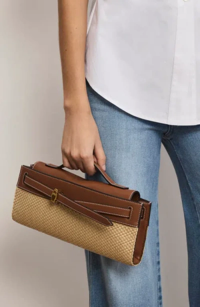 Veronica Beard Raffia Dash Clutch In Brown