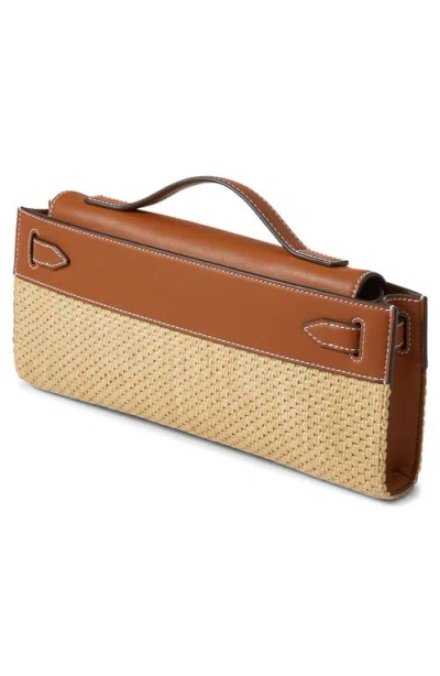 Veronica Beard Raffia Dash Clutch In Brown