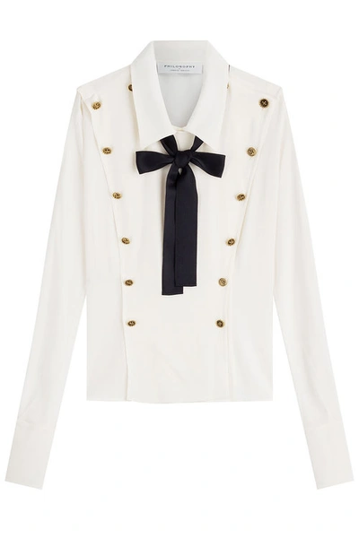 Philosophy Di Lorenzo Serafini Blouse With Bow And Embossed Buttons In White