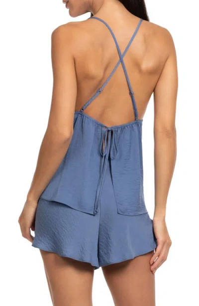 Midnight Bakery Solid Satin Cami Pajama Set In Blue