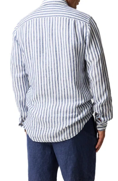 Rodd & Gunn Seadown Original Fit Stripe Linen Button-up Shirt In Blue