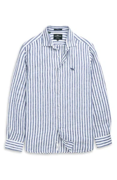 Rodd & Gunn Seadown Original Fit Stripe Linen Button-up Shirt In Blue