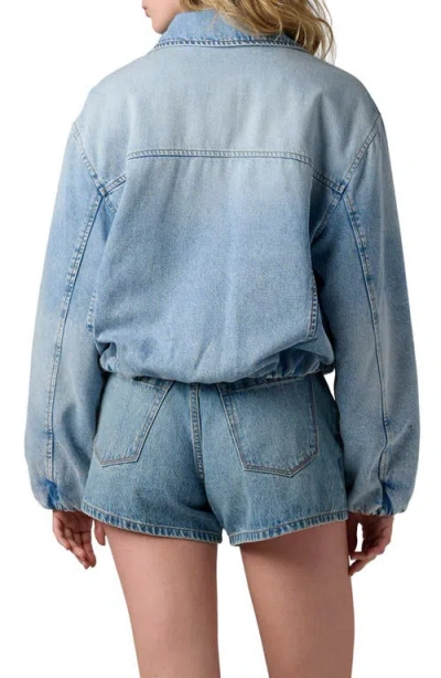 Blanknyc Bottomless Brunch Denim Bomber Jacket In Blue