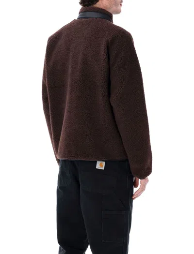 Carhartt Fleece Jacket With High Collar And Pockets In Brown