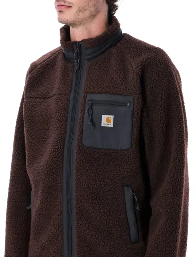 Carhartt Fleece Jacket With High Collar And Pockets In Brown