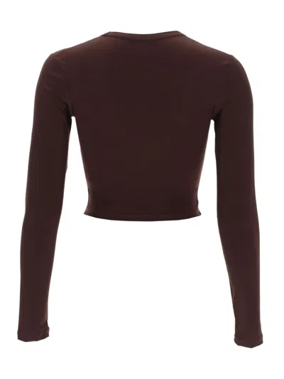Jil Sander Cropped Top With Logo In Brown