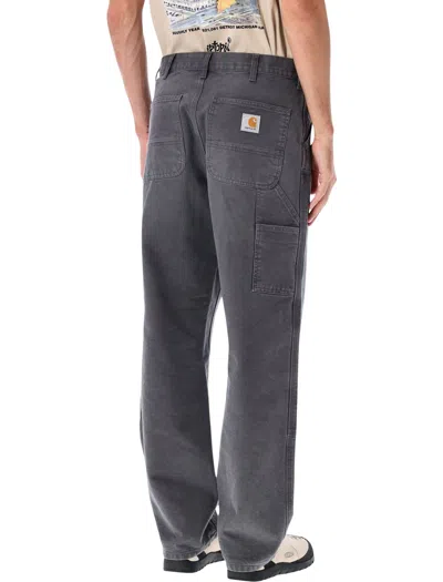 Carhartt Wip Double Knee Pants In Dearborn Canvas In Gray