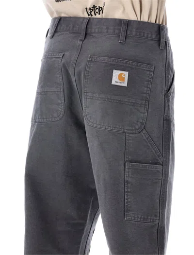 Carhartt Wip Double Knee Pants In Dearborn Canvas In Gray