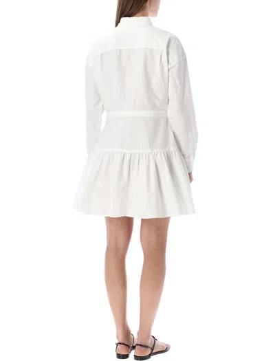 Polo Ralph Lauren Embroidered Paneled Cotton-poplin Mini Shirt Dress In White
