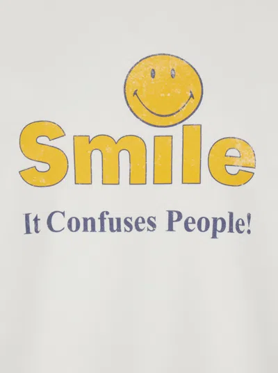 Dsquared2 Men White Crew Neck Sweater With Print On The Front In Cotton Man In White