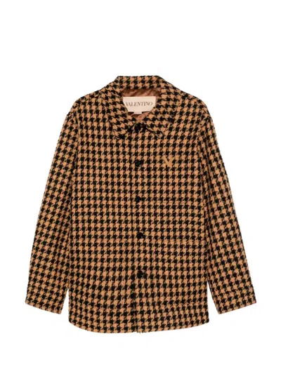 Valentino Patterned Pocket Coat In Black