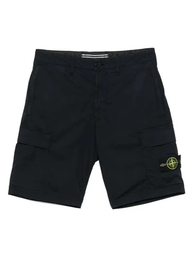 Stone Island Old Effect Cotton Cargo Bermuda Shorts Clothing In Black