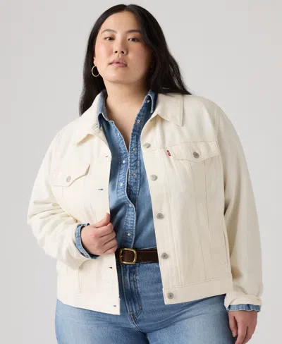 Levi's Plus Size Button-down Original Denim Trucker Jacket In Neutral