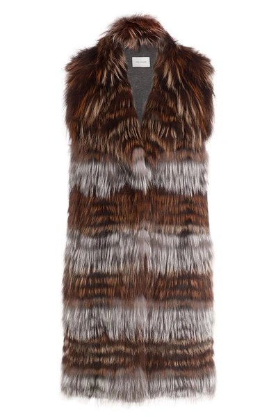 Yves Salomon Striped Fox Fur Coat