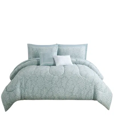 Enchante Accessories 9-pc. Reversible Jacquard Microfiber Comforter Set, King, Created For Macy's In Blue