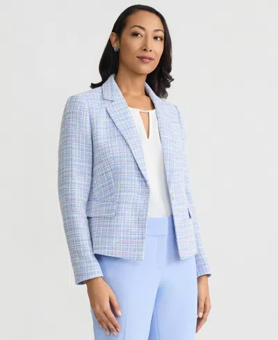 Kasper One-button Tweed Jacket In Blue