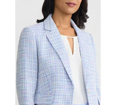 Kasper One-button Tweed Jacket In Blue