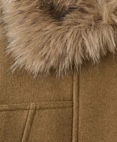 Mango Wool Blend Jacket With Fur Collar In Brown