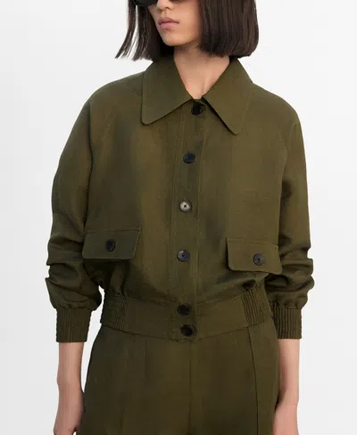 Mango Linen Blend Jacket In Multi