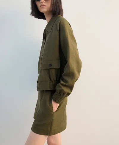 Mango Linen Blend Jacket In Multi