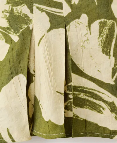 Mango Printed Peplum Top In Green