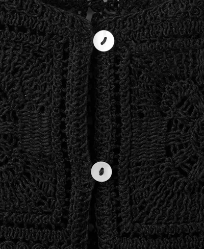 Mango Crochet Top With Buttons Black In Black