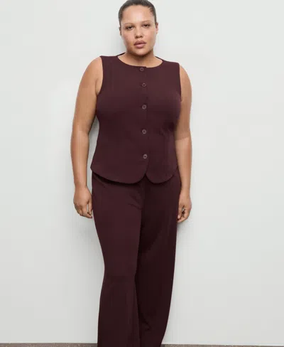 Mango Iguana Tailored Flared Pants In Burgundy