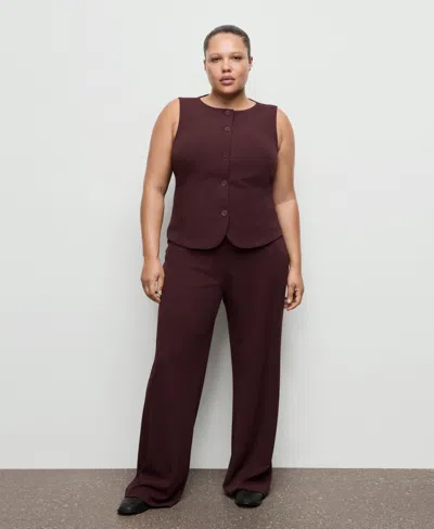 Mango Iguana Tailored Flared Pants In Burgundy