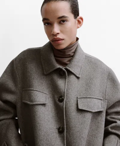 Mango Wool Blend Jacket In Gray