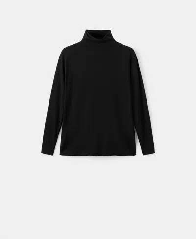 Mango Turtleneck Knit Sweater Black