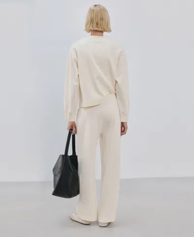 Mango Ruched Sleeve Sweatshirt In White