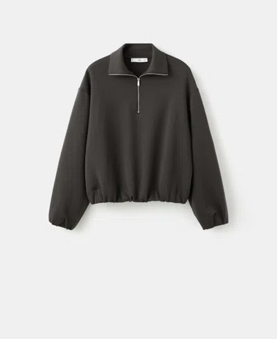 Mango High Neck Balloon Sweatshirt In Brown