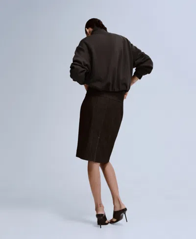 Mango High Neck Balloon Sweatshirt In Brown