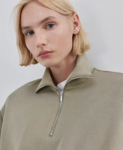 Mango High Neck Balloon Sweatshirt Khaki In Brown