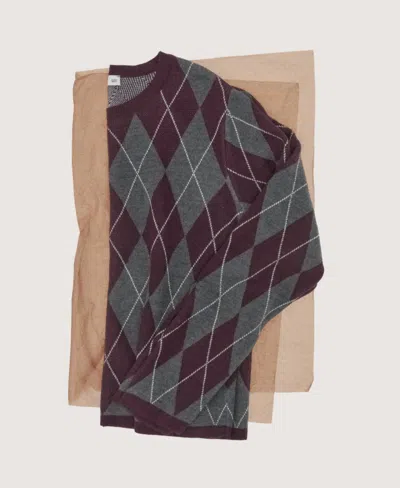 Mango Argyle Crewneck Sweater In Brown