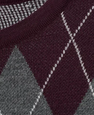 Mango Argyle Crewneck Sweater In Brown