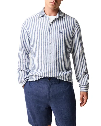 Rodd & Gunn Seadown Original Fit Stripe Linen Button-up Shirt In Blue