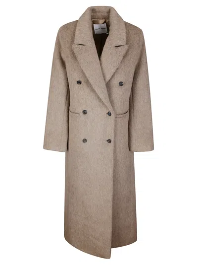 Samsoe & Samsoe Collared Long-sleeved Coat In Brown