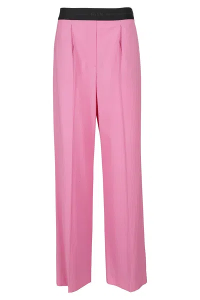 Msgm Wide-leg Wool Suiting Pant In Multi
