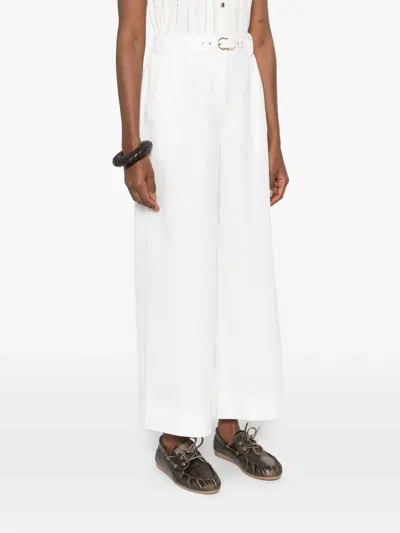 Maje Womens Ecru Belted Wide-leg Tweed Trousers In White