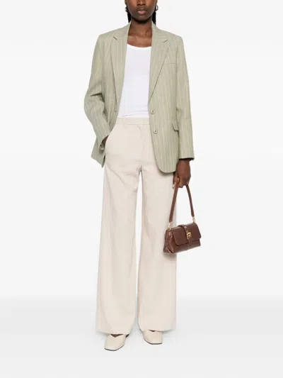 Maje Pinstripe-pattern Blazer In Green