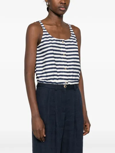 Maje Striped-pattern Button-fastening Top In Multi