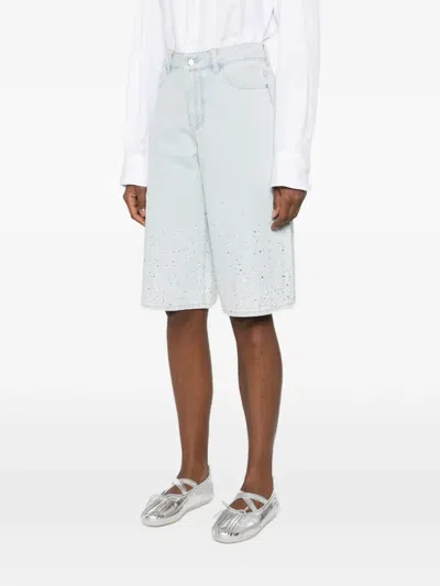 Maje Rhinestone Bermuda Shorts In Blue