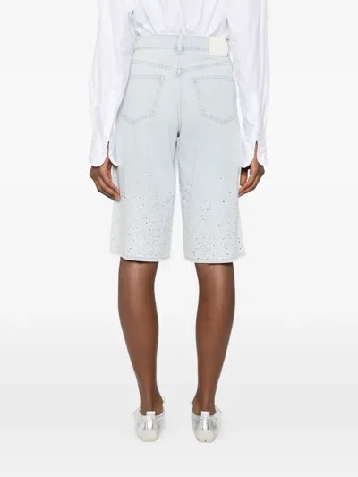 Maje Rhinestone Bermuda Shorts In Blue