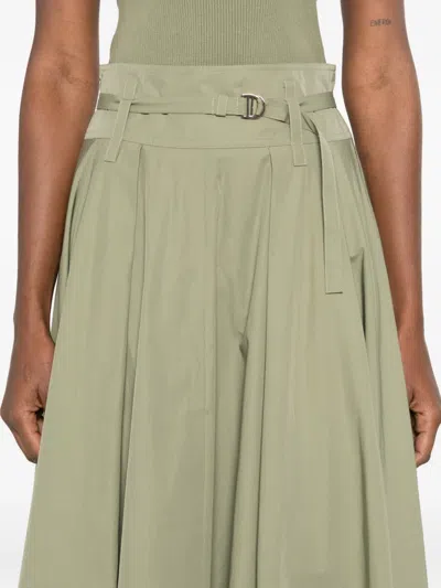 Maje Womens Khaki Pleated Belted-waist Cotton-blend Maxi Skirt In Green