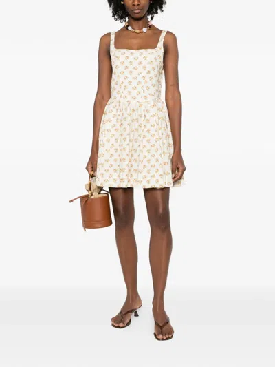 Maje Short Flared Patterned Dress In White