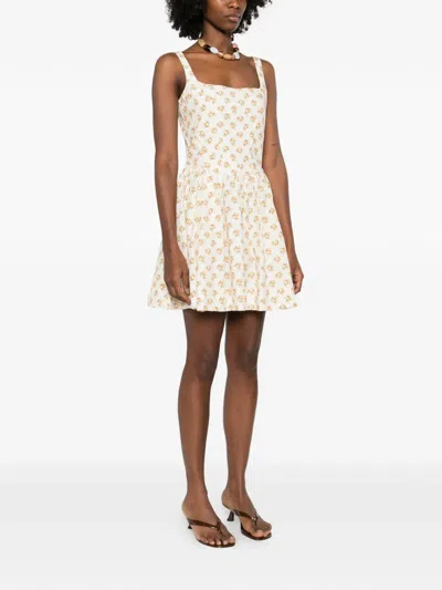 Maje Short Flared Patterned Dress In White