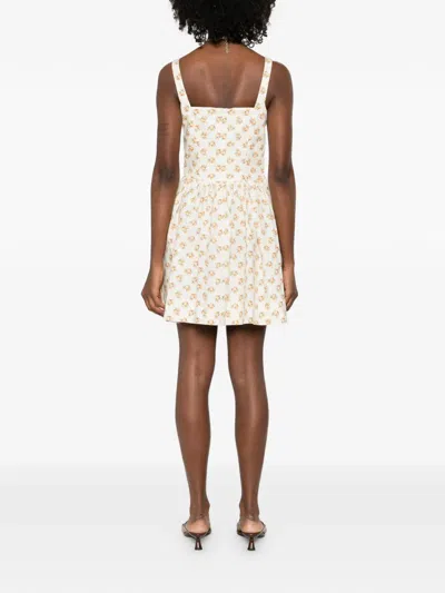 Maje Short Flared Patterned Dress In White