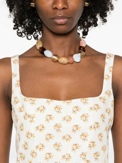 Maje Short Flared Patterned Dress In White